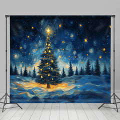 Lofaris Abstract Star Night Tree Christmas Room Set Backdrop