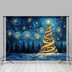 Lofaris Abstract Star Night Tree Christmas Room Set Backdrop