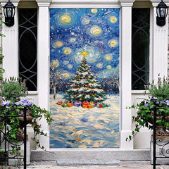 Lofaris Abstract Starry Sky Xmas Tree Christmas Door Cover