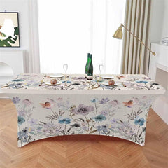 Lofaris Abstract Watercolor Blossom Floral Stretch Table Cover