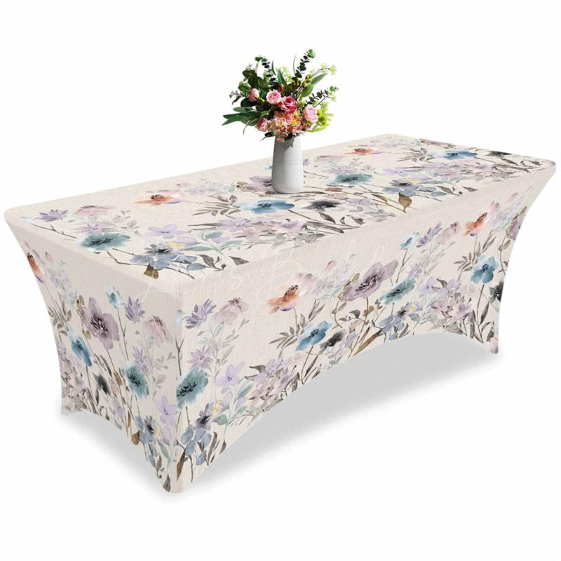 Lofaris Abstract Watercolor Blossom Floral Stretch Table Cover