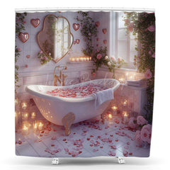 Lofaris Aesthetic Candle Tub Valentines Day Shower Curtain