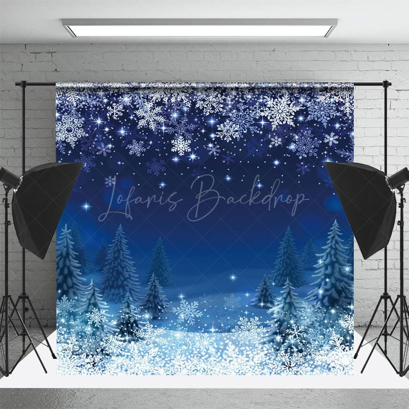 Lofaris Aesthetic Pine Snowflake Winter Night Backdrop