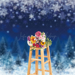 Lofaris Aesthetic Pine Snowflake Winter Night Backdrop