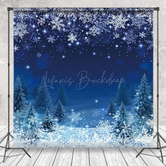 Lofaris Aesthetic Pine Snowflake Winter Night Backdrop