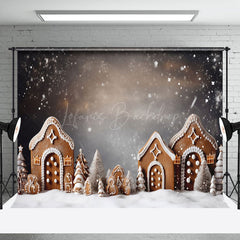 Lofaris Aesthetic Snowy Gingerbread House Christmas Backdrop