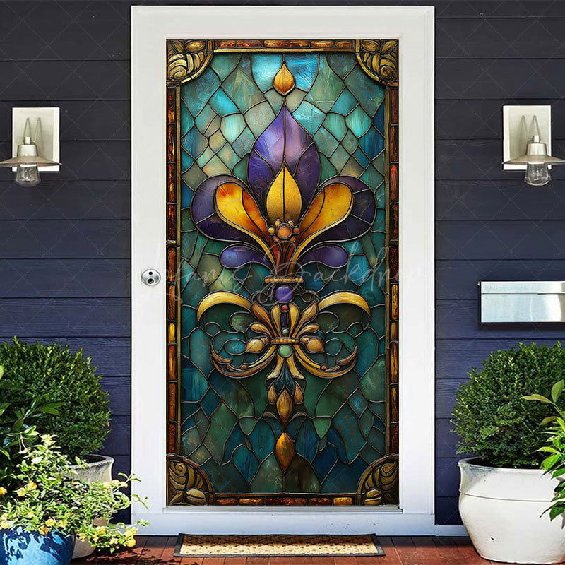 Lofaris Ancient Stained Glass Pattern Birthday Door Cover