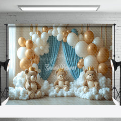 Lofaris Arch Balloons Clouds Bears Cake Smash Photo Backdrop