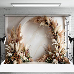 Lofaris Arch Boho Pampas Grass Floral Marbled Wall Backdrop