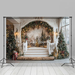 Lofaris Arch Staircase Mural Christmas Photography Backdrop