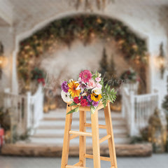 Lofaris Arch Staircase Mural Christmas Photography Backdrop