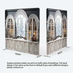 Lofaris Arch Windows Cabinet Snowy Christmas Square Backdrop