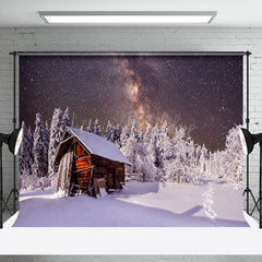 Lofaris Arctic Snow Forest Cabin Star Nebula Winter Backdrop