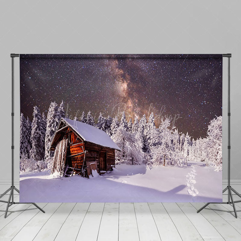 Lofaris Arctic Snow Forest Cabin Star Nebula Winter Backdrop