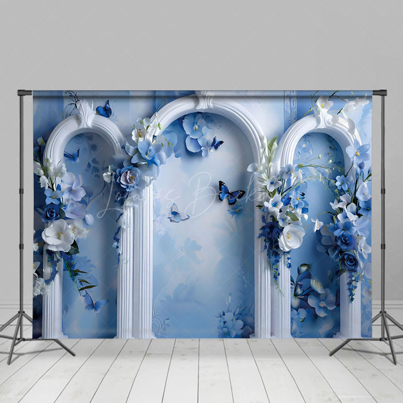 Lofaris Artistic White Blue Arch Wall Floral Wedding Backdrop