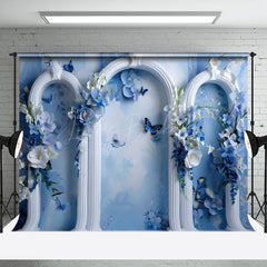 Lofaris Artistic White Blue Arch Wall Floral Wedding Backdrop