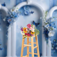 Lofaris Artistic White Blue Arch Wall Floral Wedding Backdrop