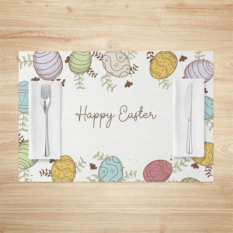 Lofaris Astract Eggs Plant Happy Easter Set Of 4 Placemats