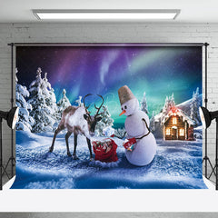 Lofaris Aurora Snow Elk Cedar Snowman Gift Christmas Backdrop