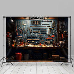 Lofaris Auto Repair Tools Dim Lights Garage Photo Backdrop