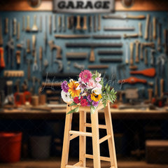 Lofaris Auto Repair Tools Dim Lights Garage Photo Backdrop