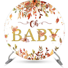 Lofaris Autumn Falling Leaves Round Baby Shower Backdrop