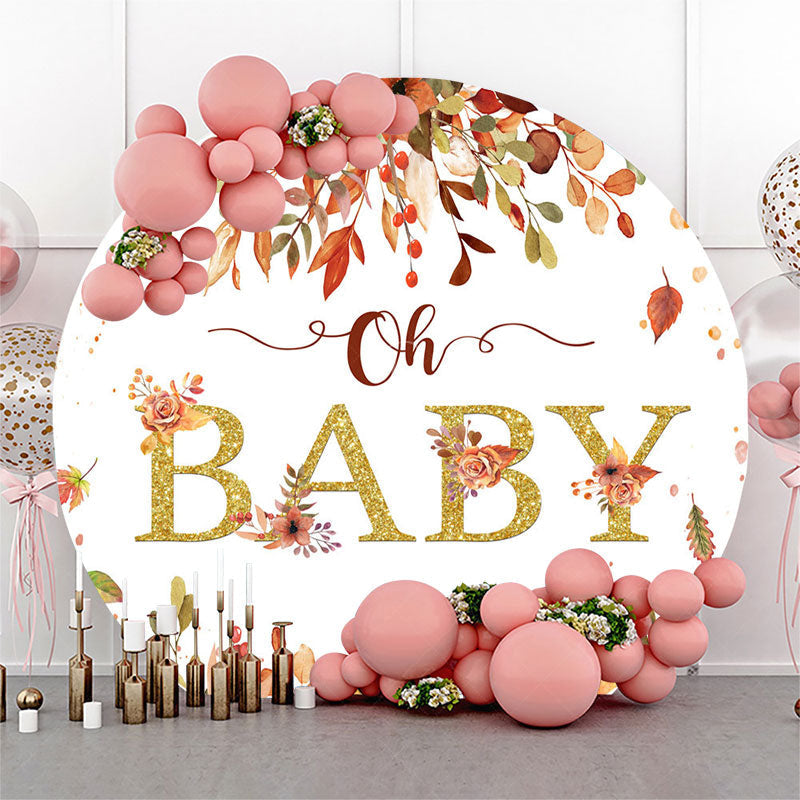 Lofaris Autumn Falling Leaves Round Baby Shower Backdrop