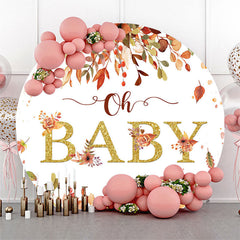 Lofaris Autumn Falling Leaves Round Baby Shower Backdrop