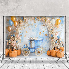 Lofaris Autumn Floral Carriage Pumpkin Cake Smash Backdrop