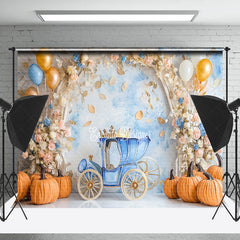 Lofaris Autumn Floral Carriage Pumpkin Cake Smash Backdrop