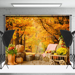 Lofaris Autumn Maple Forest Window Scene Room Set Backdrop