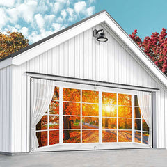 Lofaris Autumn Maple Grove Window Scene Garage Door Banner