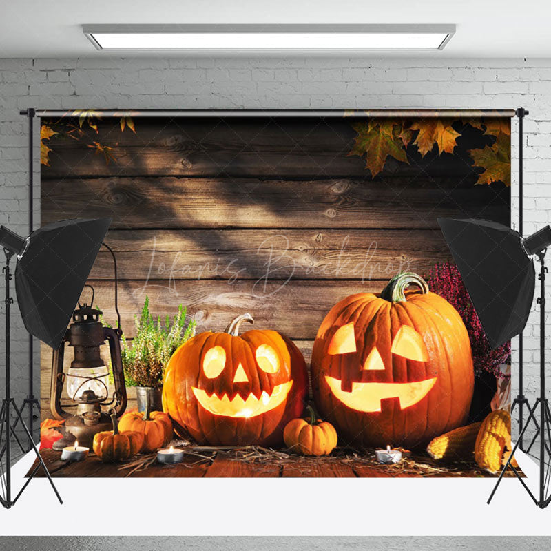 Lofaris Autumn Maples Lamp Pumpkin Wood Halloween Backdrop