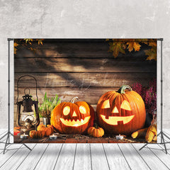 Lofaris Autumn Maples Lamp Pumpkin Wood Halloween Backdrop