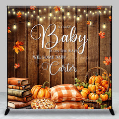 Lofaris Autumn Pumpkins Book Cozy Baby Custom Name Backdrop