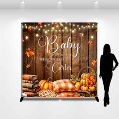 Lofaris Autumn Pumpkins Book Cozy Baby Custom Name Backdrop