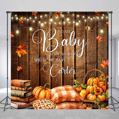 Lofaris Autumn Pumpkins Book Cozy Baby Custom Name Backdrop