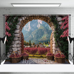 Lofaris Autumn Stone Arch Orchard Paradise Photo Backdrop