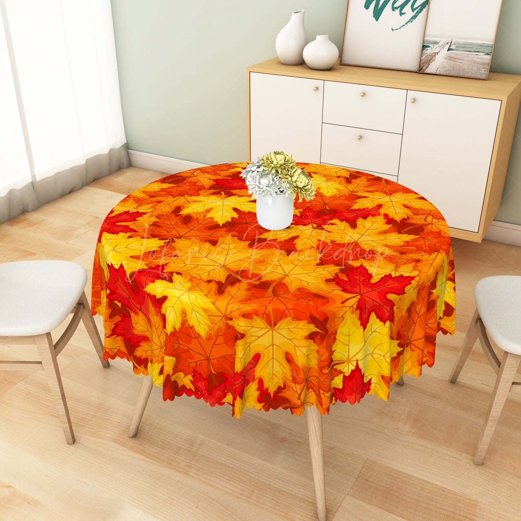 Lofaris Autumn Vibes Diverse Maple Leaves Rectangle Tablecloth