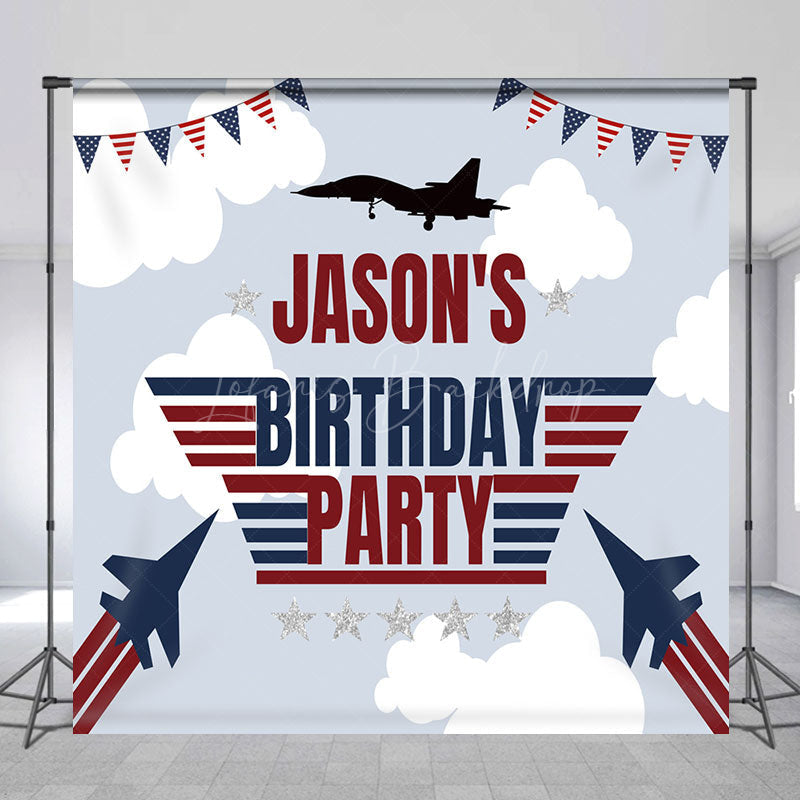 Lofaris Aviation Plane Cloud Custom Name Birthday Backdrop