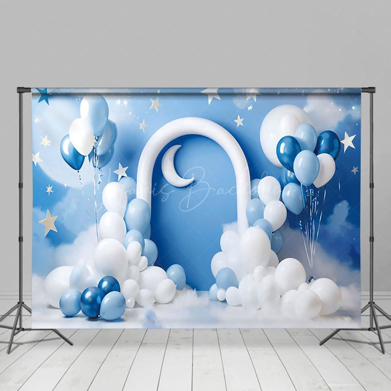 Lofaris Baby Boy Blue Balloons Cake Smash Photography Backdrop