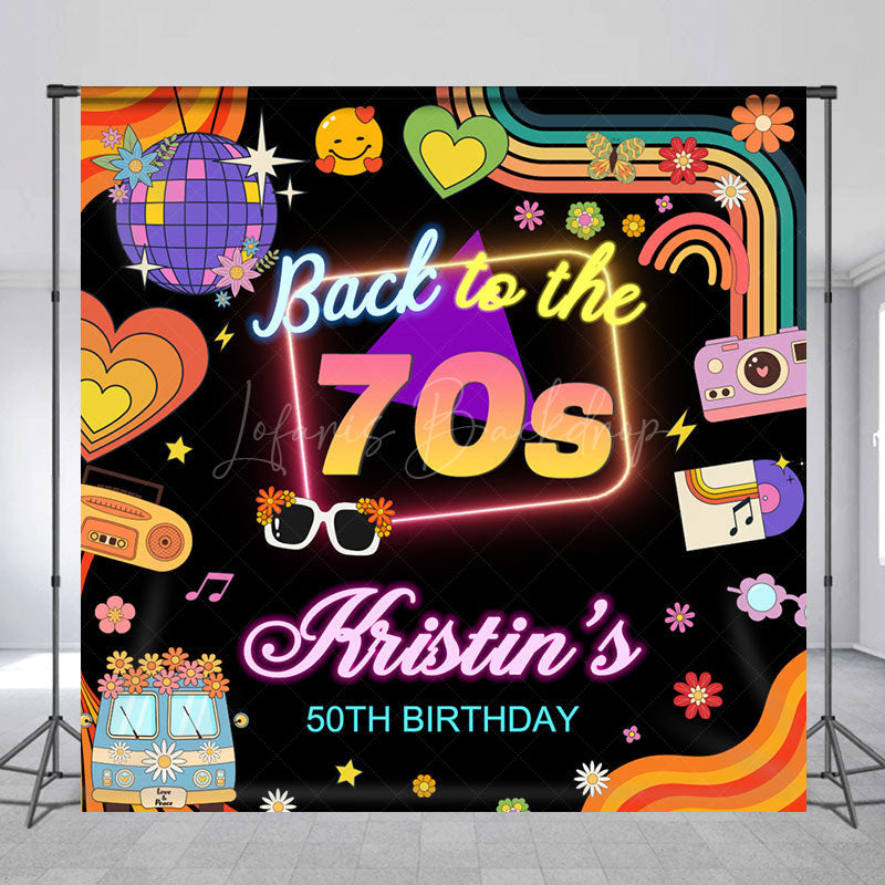 Lofaris Back To The 70s Groovy Custom 50th Birthday Backdrop