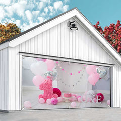 Lofaris Balloon Floral 1St Cake Smash Garage Door Banner