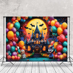 Lofaris Balloons Ghosts Bats Castle Moon Halloween Backdrop