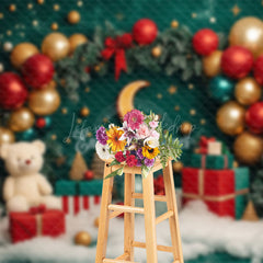 Lofaris Balloons Gifts Stars Moon Bear Christmas Backdrop