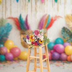 Lofaris Balloons Mask Feather Tribal Cake Smash Backdrop