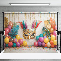 Lofaris Balloons Mask Feather Tribal Cake Smash Backdrop