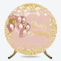 Lofaris Balloons Rose Gold Glitter Round Birthday Backdrop