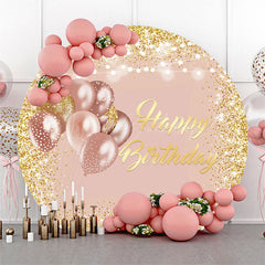 Lofaris Balloons Rose Gold Glitter Round Birthday Backdrop