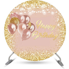 Lofaris Balloons Rose Gold Glitter Round Birthday Backdrop